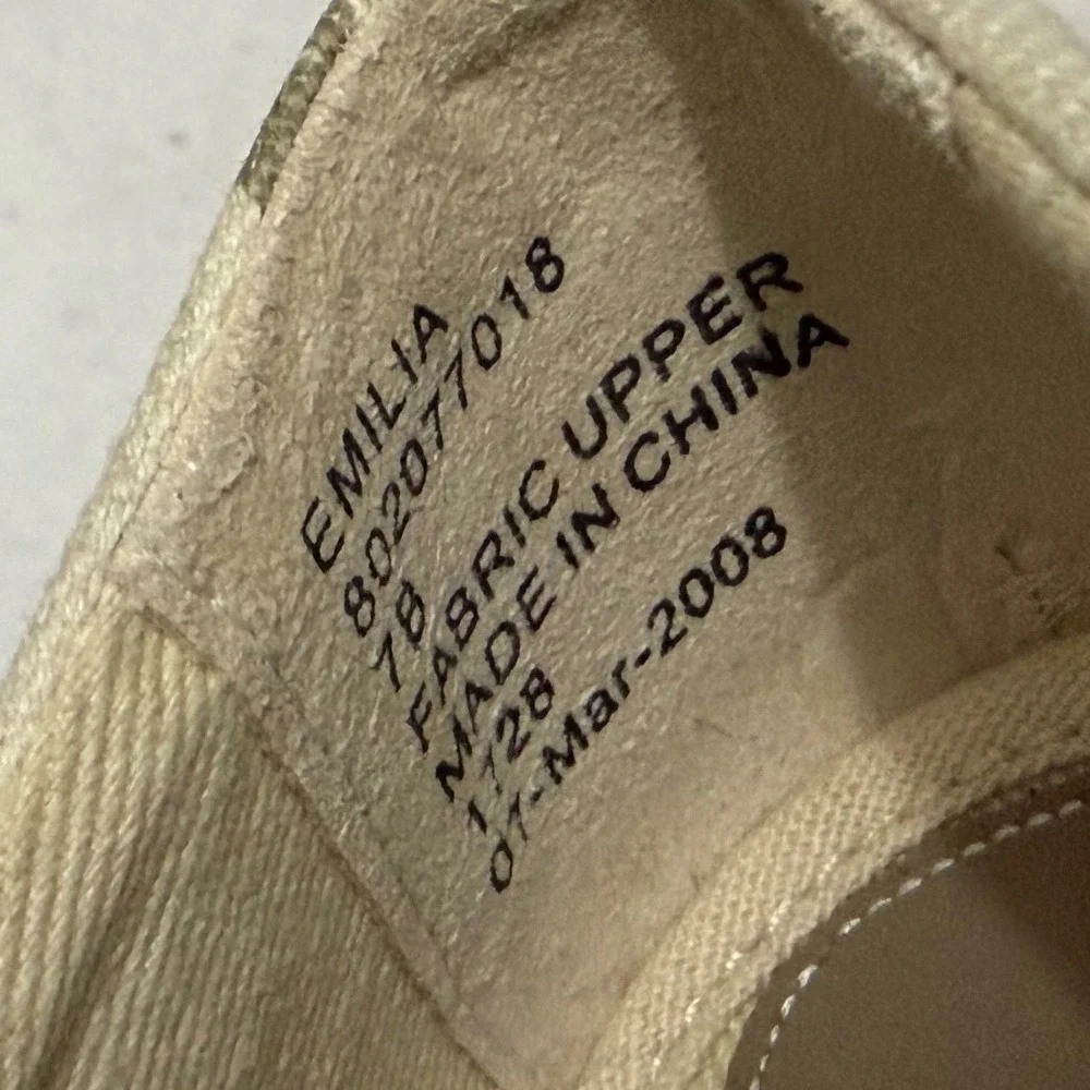 Lauren Ralph Lauren Emilia Y2K Nautical Canvas Ballet Flats Cream Olive Size 7B